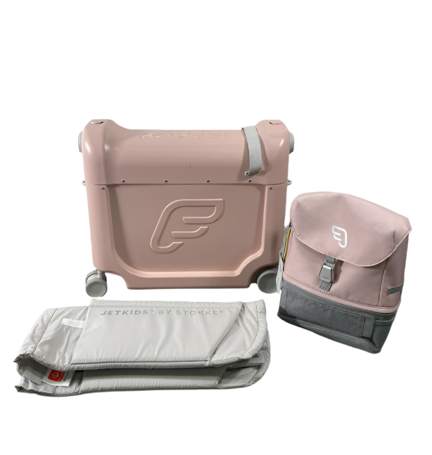 Shop Stokke JetKids BedBox + Crew Backpack Travel Bundle, Pink Lemonade at GoodBuy Gear