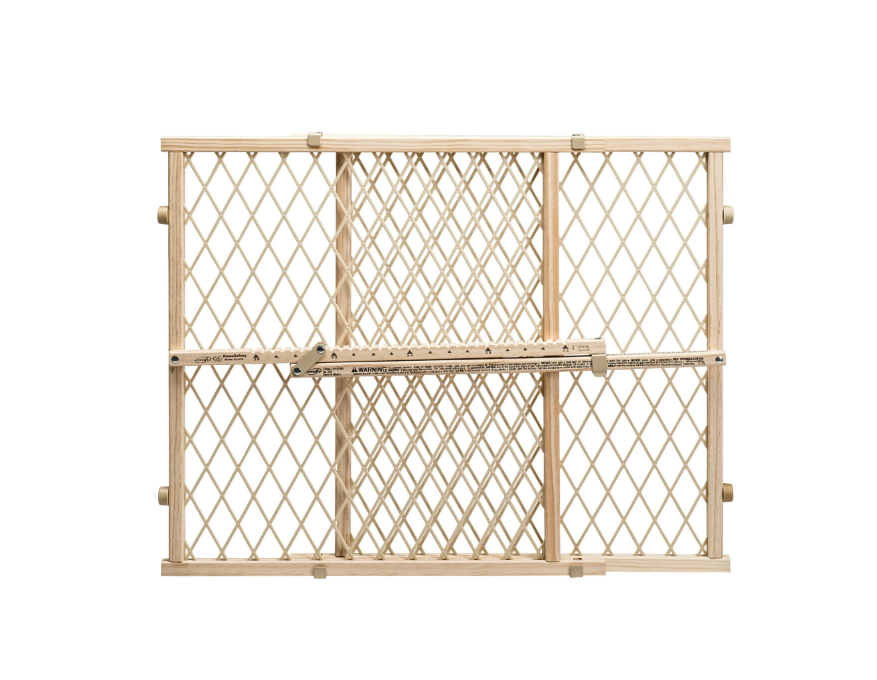 Evenflo Position & Lock Adjustable Wood Baby Gate, Natural Wood