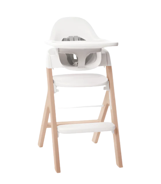 Mockingbird High Chair, Pebble Beech, White