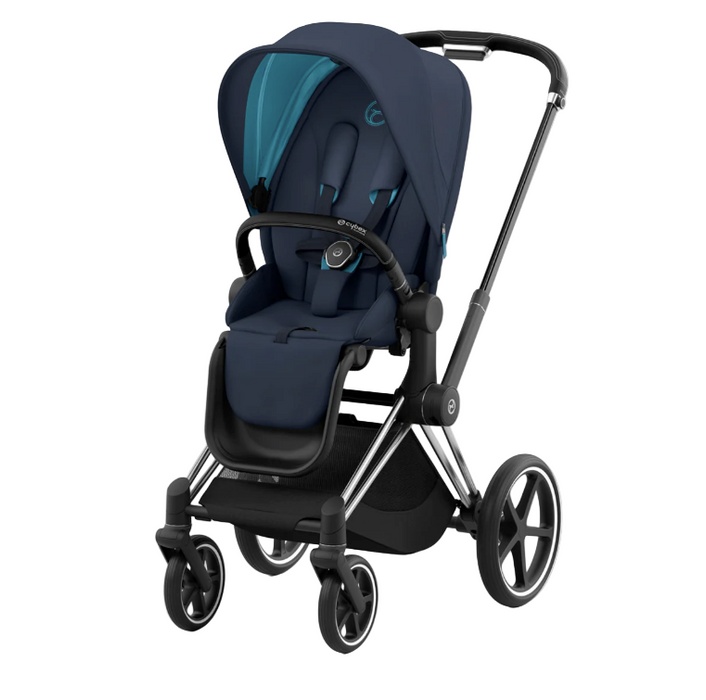 Cybex PRIAM Stroller, 2022, Chrome With Black Details, Nautical Blue
