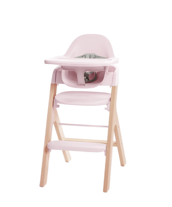 Mockingbird High Chair, Natural Beech, Petal Pink