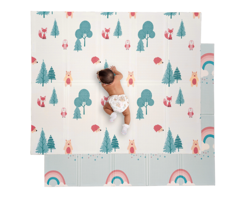 JumpOff Jo Large Waterproof Foam Padded Playmat, Woodland Rainbow