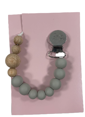 LouLou Lollipop Pacifier Clip, Block Grey