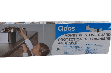 Qdos Adhesive Aluminum Stove Guard - Complements Modern Kitchen Designs - Fits Cooktops & Most Freestanding Stoves - Protects from Front & Sides - ea