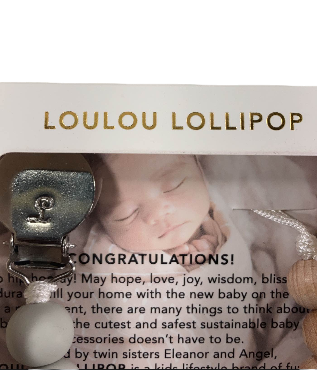 LouLou Lollipop Pacifier Clip, Colour Block, Cool Grey