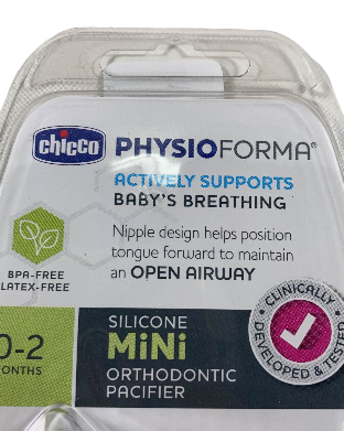 Chicco PhysioForma Soft Silicone Orthodontic Pacifier, 1 Pack, Clear, 0-2 months