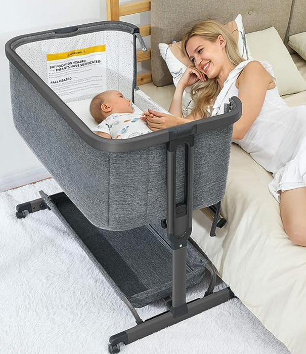 AMKE Bassinet, 3-in-1 Bedside Sleeper, G607, Grey