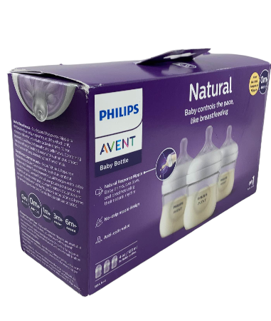 Philips Avent Natural Baby Bottles, 4oz, 3-Pack, Clear