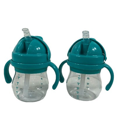 OXO Tot Transitions Straw Cups with Handles, Teal, 2 Pack, 6 ounce