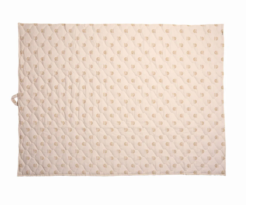 Toki Kids Picnic Blanket, Rainbow Stamp Cream, 60"x 84"