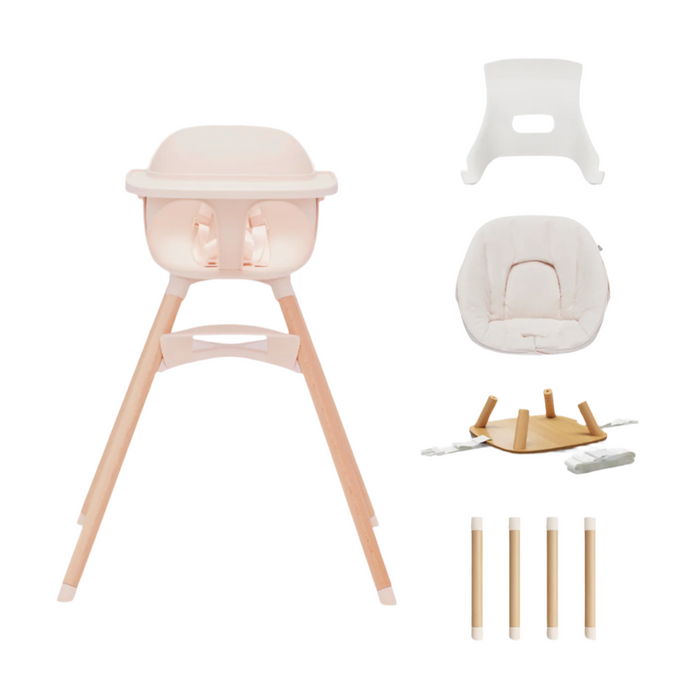 Shop Lalo 3 in 1 High Chair Kit, Grapefruit, Grapefruit, Natural Wood at GoodBuy Gear