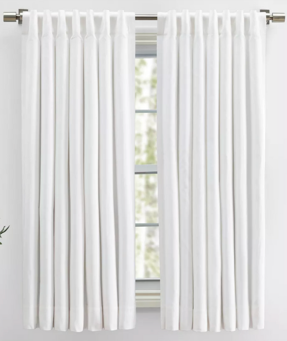 Ricardo Trading Herringbone Lined Rod Pocket With Back Tabs Panel, White, 48" W X 45" L