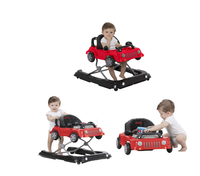 Delta Children Jeep Classic Wrangler 3-in-1 Grow With Me Walker, Red