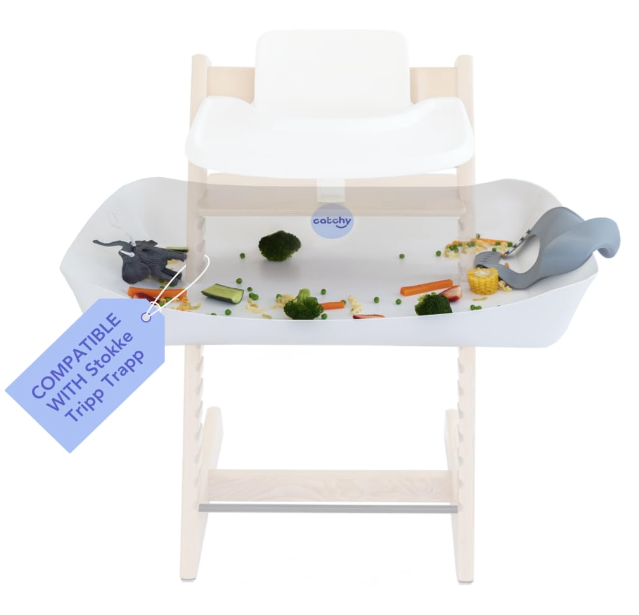 Catchy The Food Catcher For High Chairs, For Tripp Trapp, White
