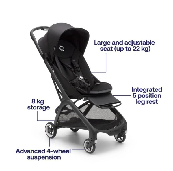 Bugaboo Butterfly Stroller, 2025, Black, Forest Green, Forest Green