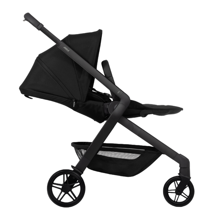 Black stroller on a white background