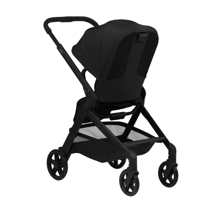 Black stroller on a white background