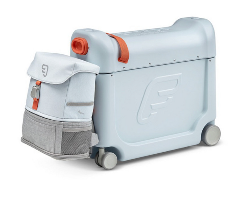 Stokke JetKids BedBox + Crew Backpack Travel Bundle, Blue Sky