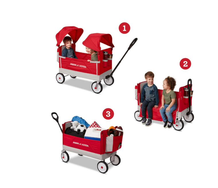Radio Flyer Dual Canopy Family Wagon(3952), Red