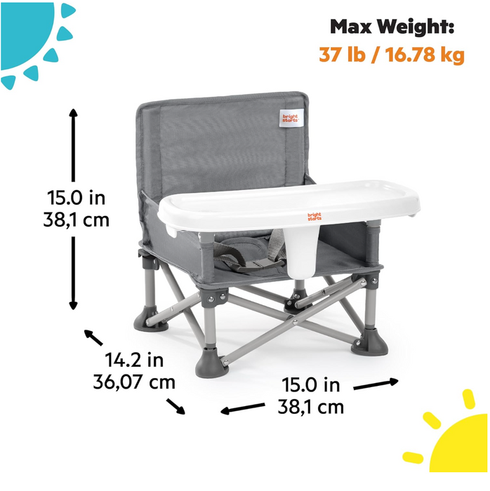 Bright Starts Pop 'N Sit Portable Booster, Grey