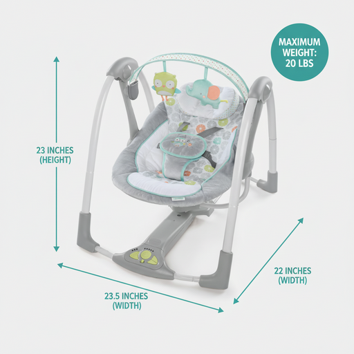 Baby swing with cartoon animal design on a white background