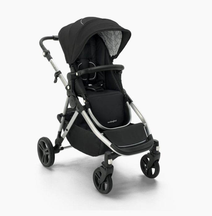 Shop Mockingbird Single 2.0 Stroller, Black, Windowpane, Silver With Black Leather, 2025 at GoodBuy Gear