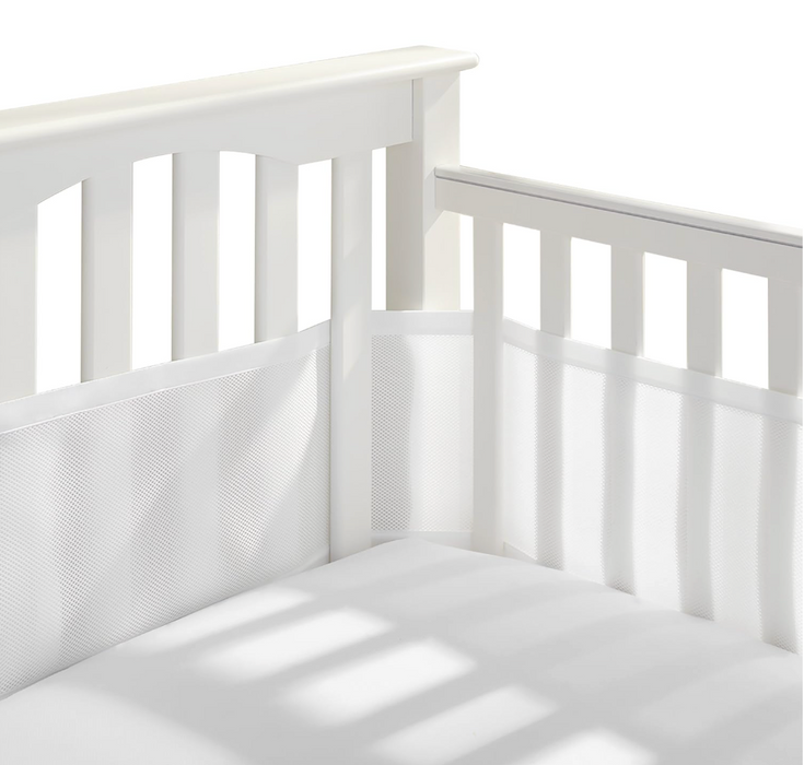 Breathable Baby Mesh Crib Liner, White, Full Size/4 Sides