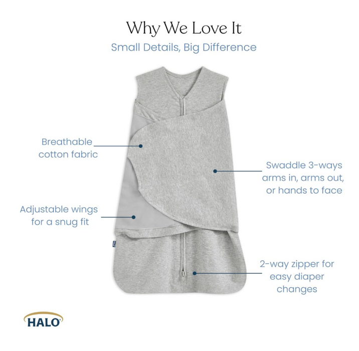 Halo SleepSack Swaddle, Small, Baby Blue