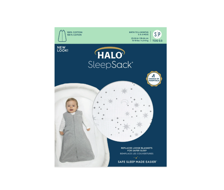 Shop Halo Cotton Sleepsack, Medium, Midnight Moons Gray at GoodBuy Gear