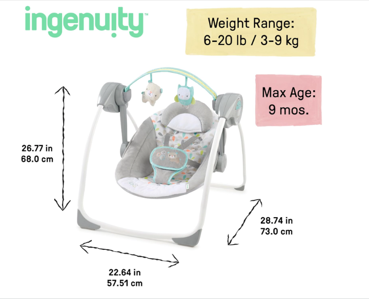 Shop Ingenuity Comfort 2 Go Compact Portable Baby Swing, Fanciful Forest at GoodBuy Gear