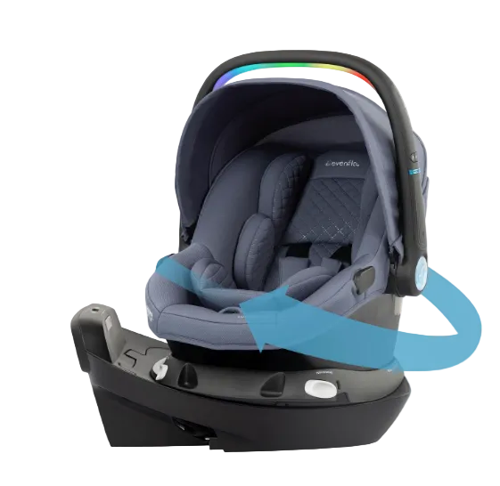 Shop Evenflo Revolve180 LiteMax NXT Rotational Infant Car Seat with SensorySoothe, Flint, 2024 at GoodBuy Gear