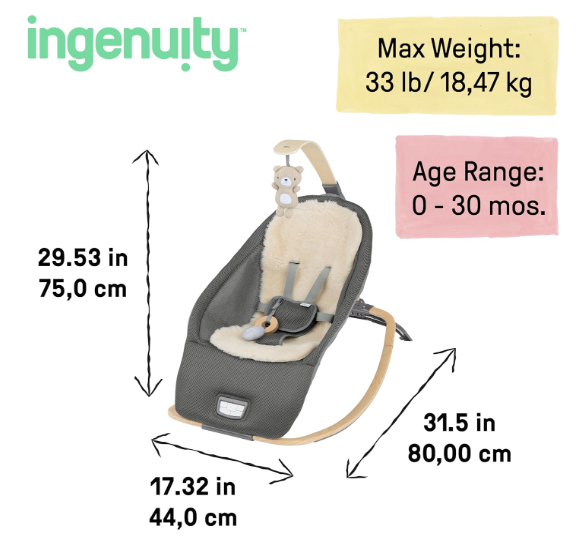 Shop Ingenuity Every Season 2-in-1 Baby Rocker & Seat, Wesley (Grey) at GoodBuy Gear