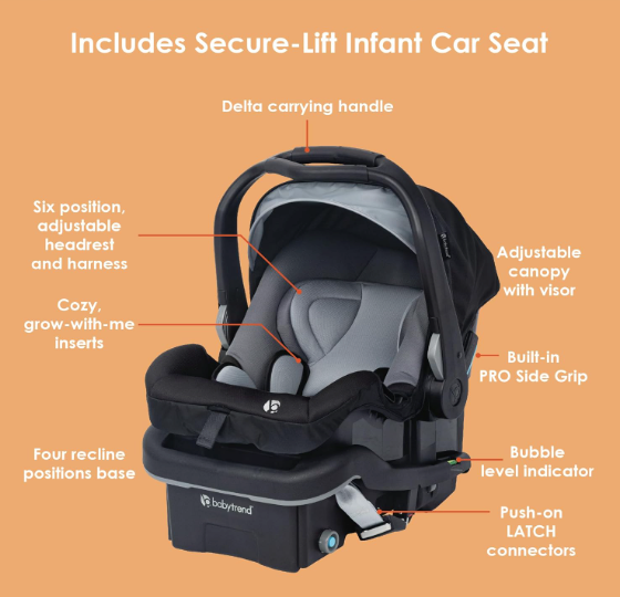 baby trend tango car seat Baby Trend Tango PRO Stroller Travel System with Secure-Lift Infant Car Seat Dash Black