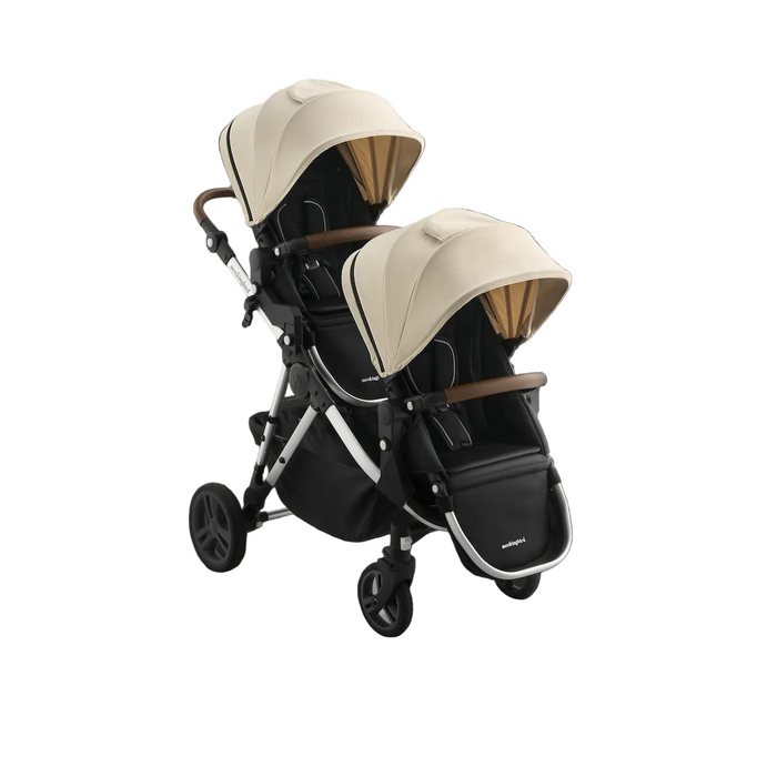 Shop Mockingbird Single to Double 3.0 Stroller, 2025, Oat, Charcoal with Penny Leather at GoodBuy Gear