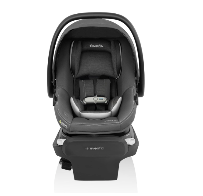 Shop Evenflo Revolve180 LiteMax NXT Rotating Infant Car Seat with SensorSafe and Green & Gentle, 2025, Anchor Gray at GoodBuy Gear