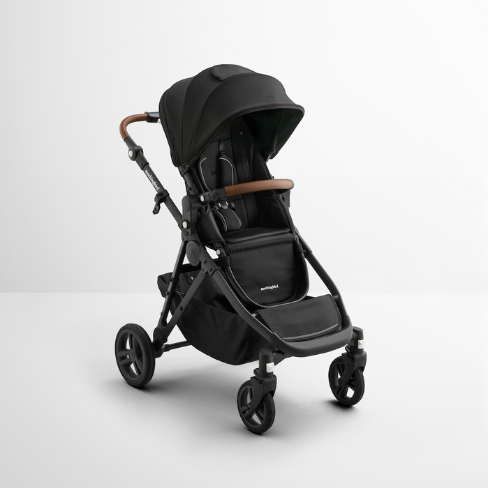 Shop Mockingbird Single to Double 3.0 Stroller, 2026, Charcoal with Penny Leather, Solid Black at GoodBuy Gear