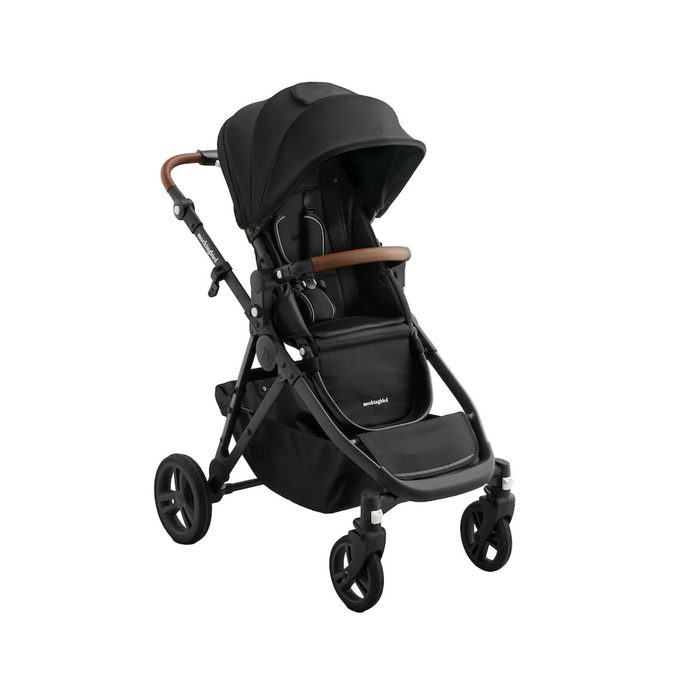 Shop Mockingbird Single to Double 3.0 Stroller, 2025, Charcoal with Penny Leather, Solid Black at GoodBuy Gear