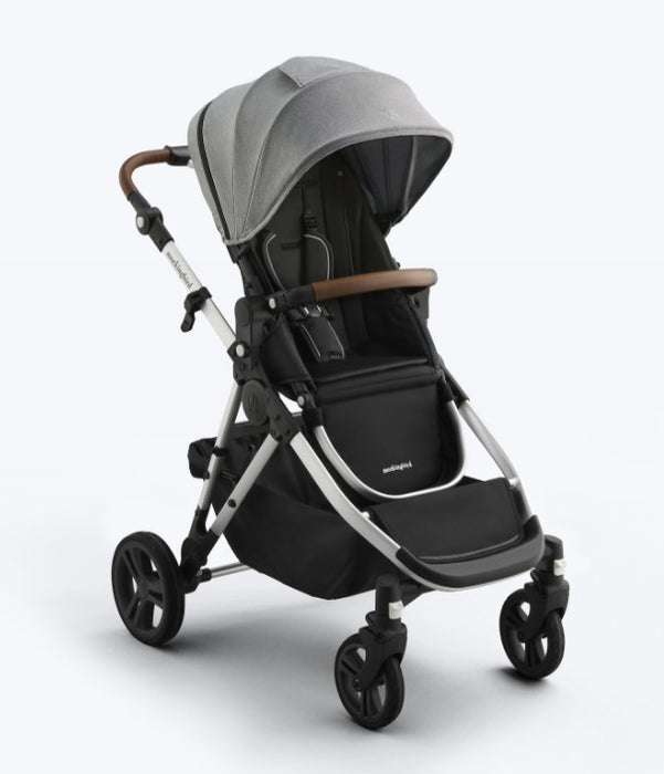 Mockingbird Single to Double 3.0 Stroller, 2026, Heather Grey, Silver with Penny Leather