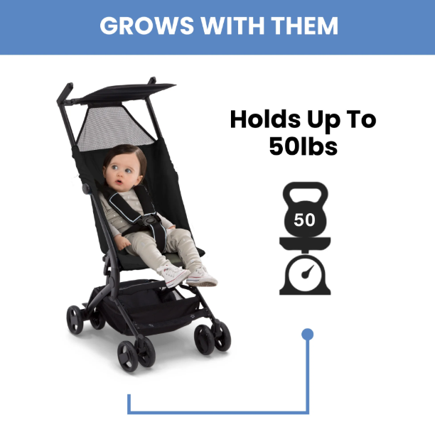 Delta Children The Clutch Travel Stroller, 2025, Black