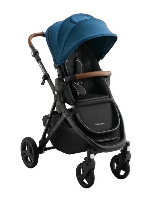 Mockingbird Single 3.0 Stroller, 2025, Charcoal with Penny Leather, Sea