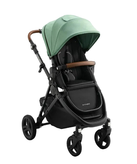 Mockingbird Single 3.0 Stroller, 2025, Charcoal with Penny Leather, Sage