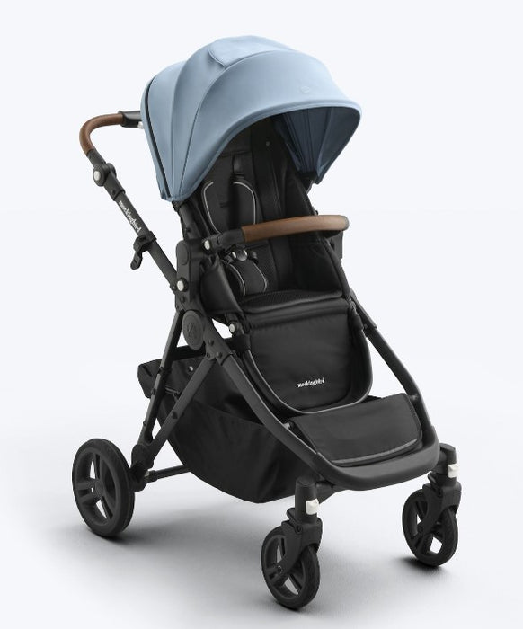 Mockingbird Single to Double 3.0 Stroller, 2025, Charcoal with Penny Leather, Stone Blue
