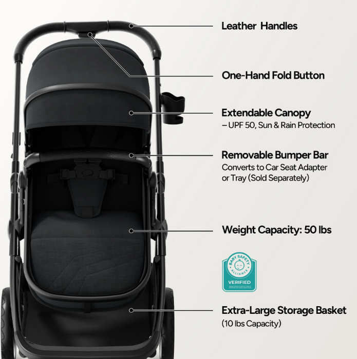 Mompush Wiz Stroller, 2024, Black
