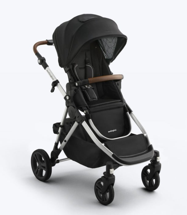 Mockingbird Single to Double 3.0 Stroller, 2025, Black Windowpane, Silver with Penny Leather
