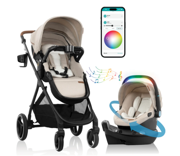 Evenflo Shyft Intuiti Travel System Stroller, 2025, Champagne