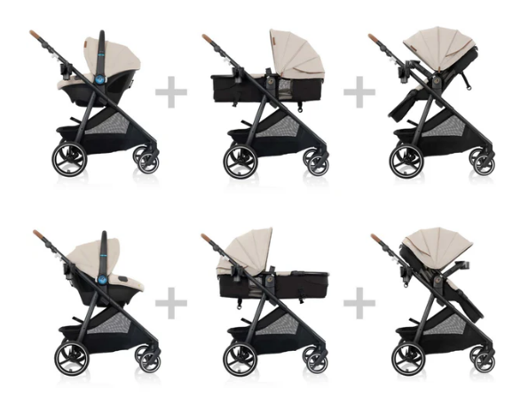 Evenflo Shyft Intuiti Travel System Stroller, 2025, Champagne
