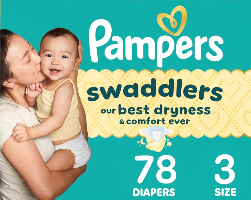 Pampers Swaddlers Diapers, 78 Count, Size 3