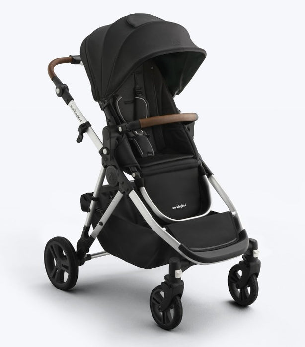 Mockingbird Single to Double 3.0 Stroller, 2025, Silver with Penny Leather, Solid Black