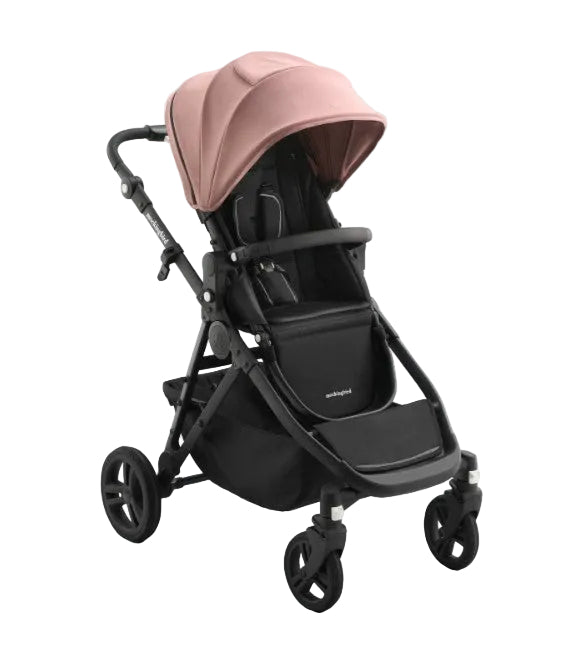 Mockingbird Single to Double 3.0 Stroller, 2025, Charcoal with Black Leather, Rose