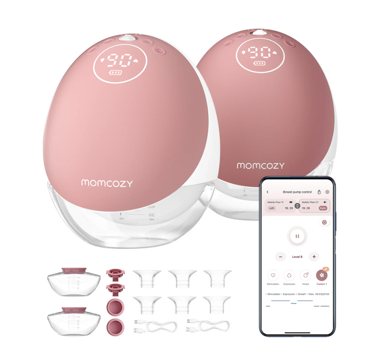 Momcozy Mobile Flow Hands-Free Breast Pump M9, Cozy Red, Double